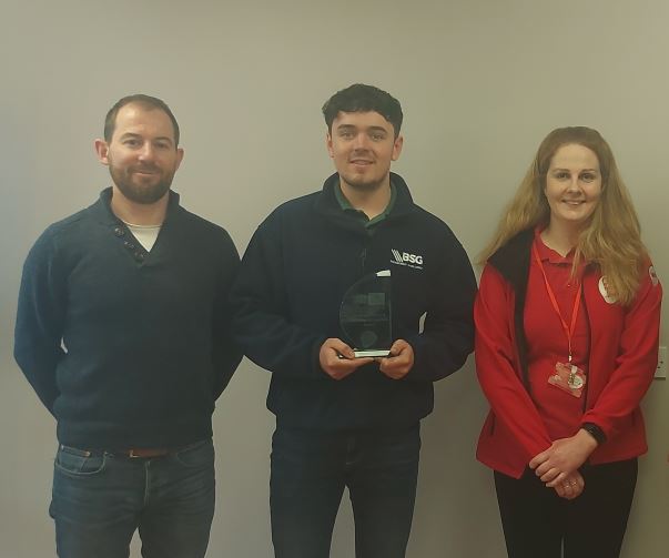 BSG welcomed Stephanie Allen from Northern Ireland Chest Heart &amp; Stroke as we received an award acknowledging the successful roll out of our ‘Work Well Live Well’ programme. The development of the programme was facilitated by NICHS and has been a huge success to date.