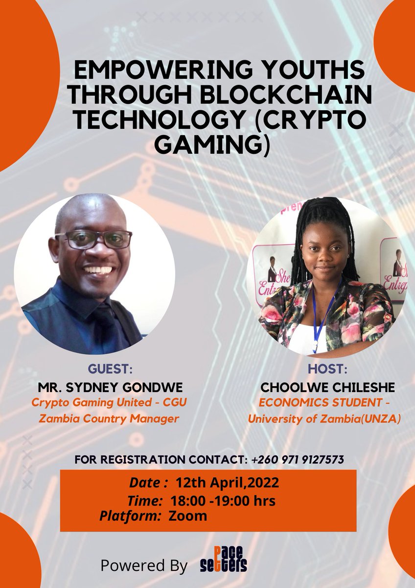 PacesettersBM's tweet photo. The Pacesetters Business Magazine BLOCKCHAIN TECHNOLOGY WEEK start next week. 
Register here to attend all the week's webinars.
https://t.co/Losx4IiZxb
#pacesetters #Bitcoin #NFTs #Etherum #BlockchainWeekZm https://t.co/2LOq6Om00d