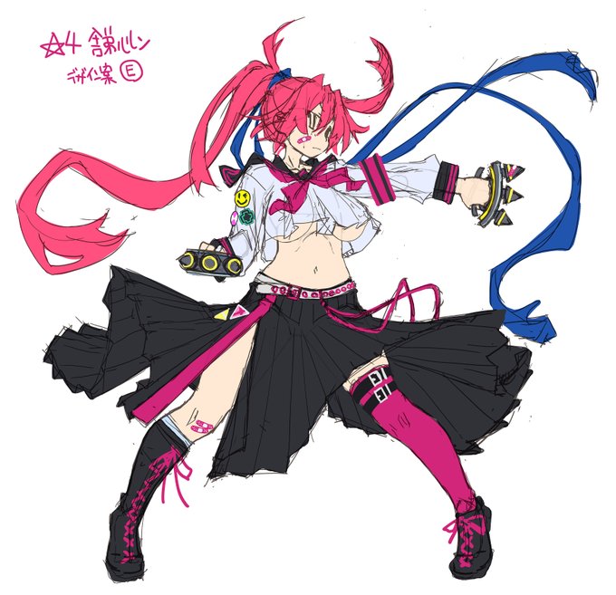 【セラ学の狂犬】ルルン のデザインラフと線画。 