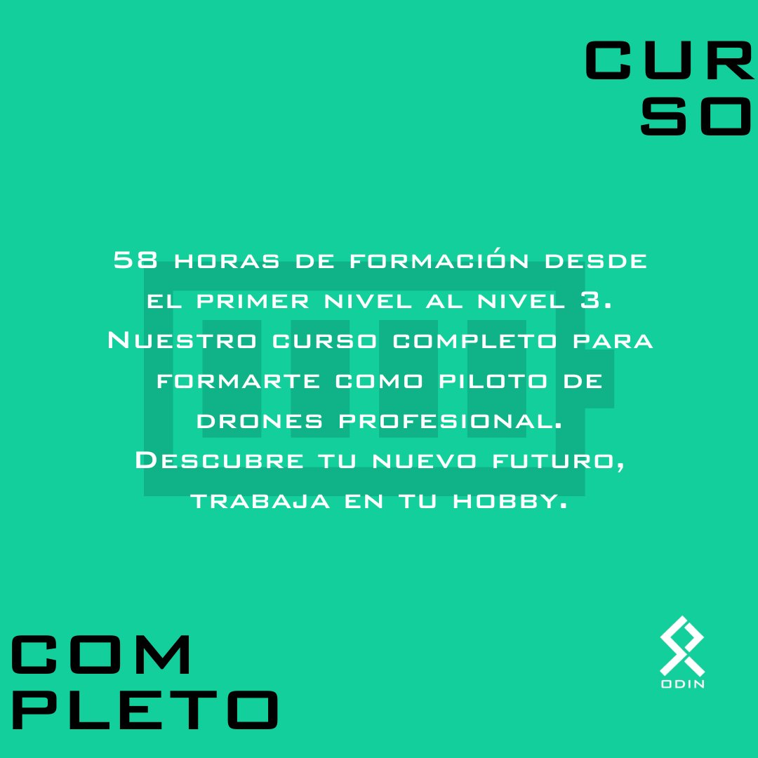 DroneOdin's tweet photo. Descubre tu nuevo futuro, trabaja en tu hobby.

El Curso completo de piloto de drones te habilita para pilotar drones en categoría abierta y específica. Incluye formación sobre tu dron y el registro en AESA como Operador de UAS. 

#Drone #Formación #Dron #Drones #UAS #dronepilot https://t.co/cz2EPtp94k