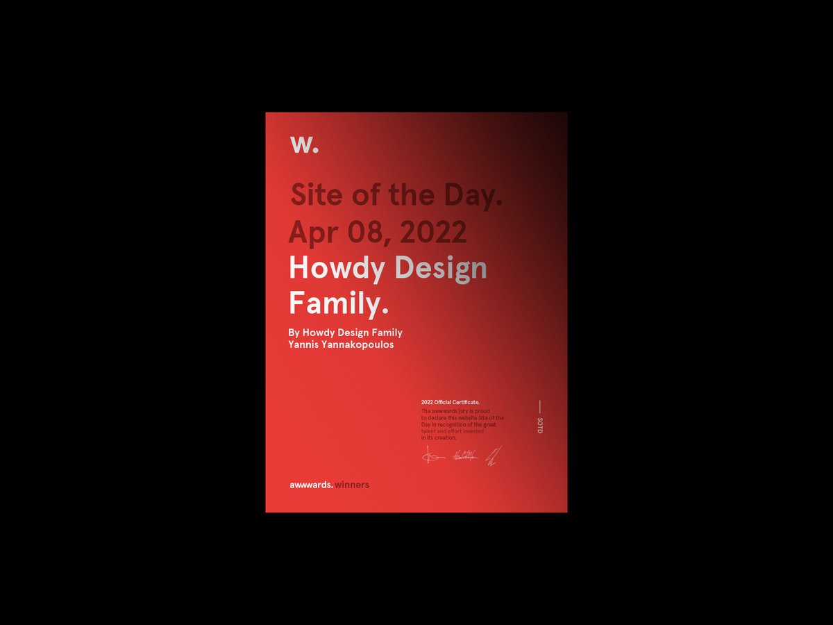 TheHowdyFamily's tweet photo. We are so excited that our new website wins at Awwwards and CSS Design Awards as the Site Of The Day.

Site Of The Day / Honors / Developer Award at @awwwards  

Site Of The Day / Ui&amp;Ux Award / Innovation Award at @cssdesignawards  

Special thanks to amazing @neundex https://t.co/ZhnBHaXSEz