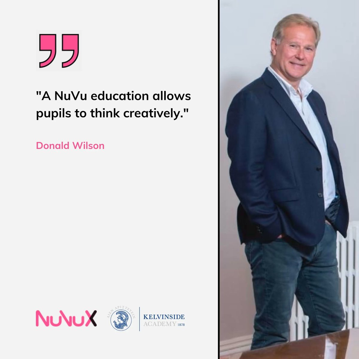 Donald Wilson, a business growth expert, has penned our latest blog. 

"A NuVu education allows pupils to think creatively, assess and evaluate and test opportunities, problem solve and find solutions based on a technique they have learnt in school." 

nuvux.nuvustudio.com/news/thought-l…