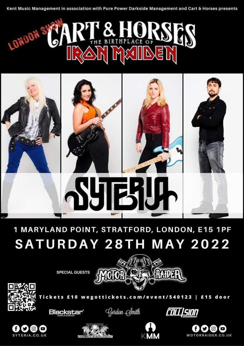 We are coming to #London on May 28th 🙌 #Syteria #LiveMusic #MotorRaider #SupportLiveMusic #CartAndHorses #IronMaiden #Birthplace