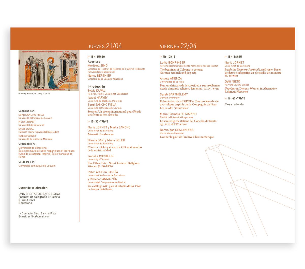 Casa de Velázquez (@casadevelazquez) on Twitter photo 📣📋¡Ya tenemos programa para el coloquio del proyecto SORORES que tendrá lugar los 21 y 22 de abril en la <a href="/UniBarcelona/">Universitat de Barcelona</a>!
✨Espacios de espiritualidad femenina y humanidades digitales
#Savethedate #Sorores #resEFE #UniBarcelona 📣📋¡Ya tenemos programa para el coloquio del proyecto SORORES que tendrá lugar los 21 y 22 de abril en la <a href="/UniBarcelona/">Universitat de Barcelona</a>!
✨Espacios de espiritualidad femenina y humanidades digitales
#Savethedate #Sorores #resEFE #UniBarcelona