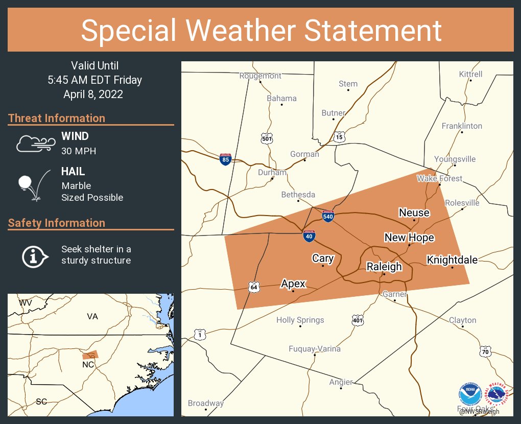 NWS Raleigh on Twitter "A special weather statement has been issued for Raleigh NC, Cary NC