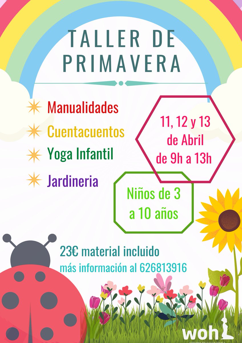 CentroWohl's tweet photo. Buenos días!!!

Aún no has apuntado a tu peque??

Todavía tenemos plazas disponibles.

Manualidades,jardinería, yoga infantil, pintura, música, cuentacuentos....

Más información al 626813916
Estamos en C/Tartessos 51, #Pilas, #Sevilla. https://t.co/2oLEd8oCMp