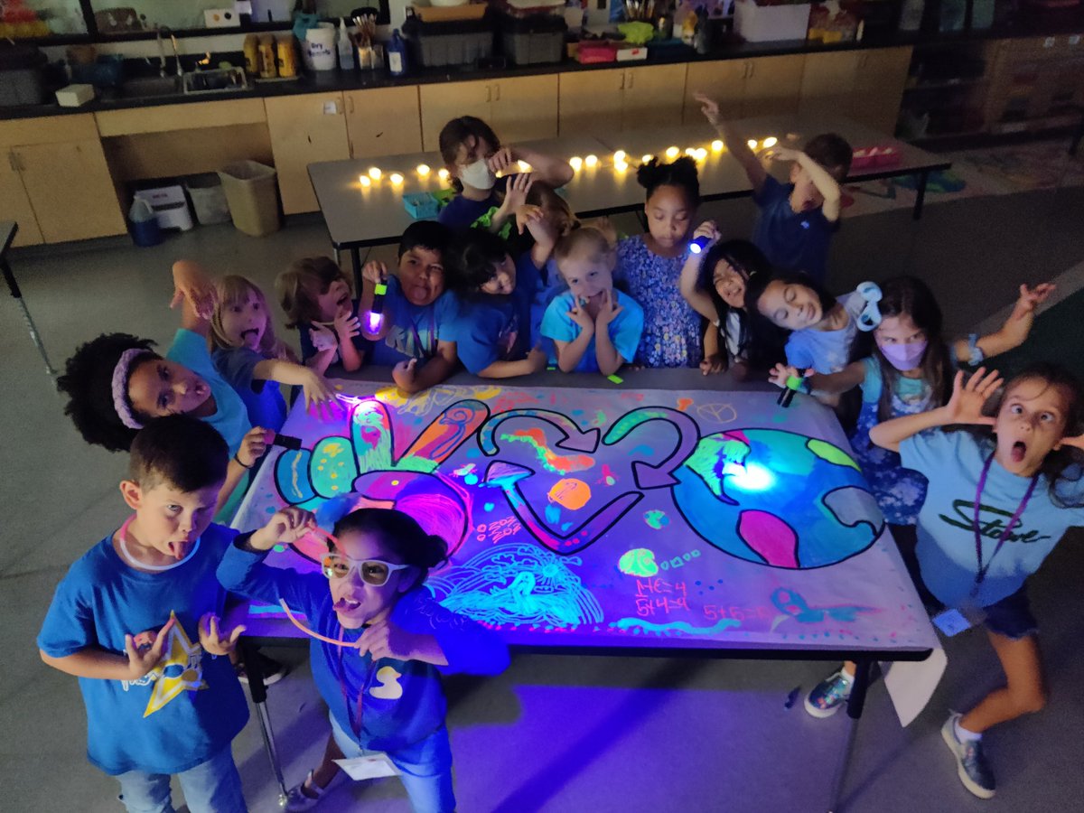 Jones_3D_ART's tweet photo. Loved celebrating Earth day today @JonesAcademy1 by participating in Flashlight Friday! I had the kids swap out their flashlights for some blacklight flashlights and we explored different neon art supplies. https://t.co/EGj4OBz10Y