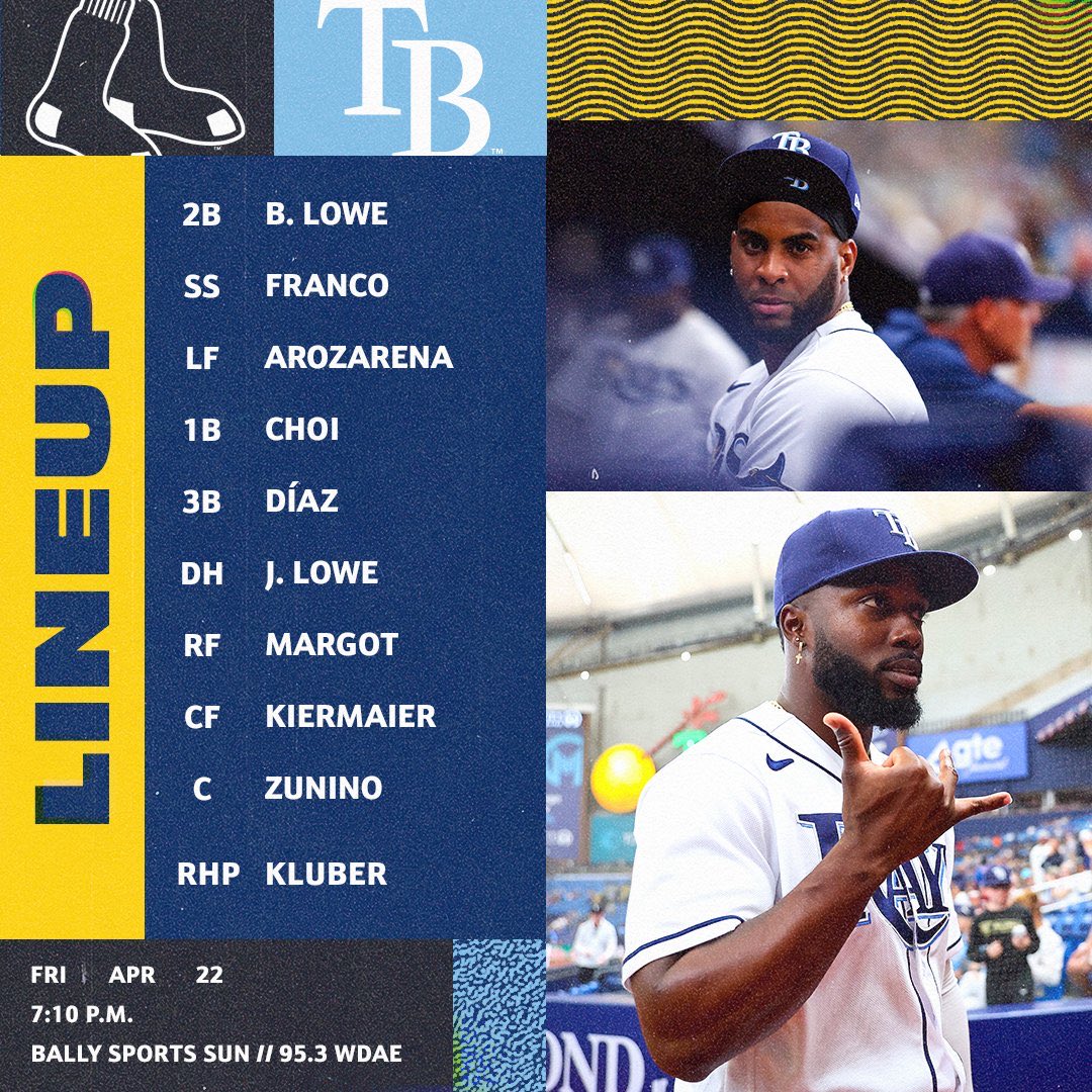 TalkRays's tweet photo. Tonight’s Rays lineup. https://t.co/clRFY1uHaE