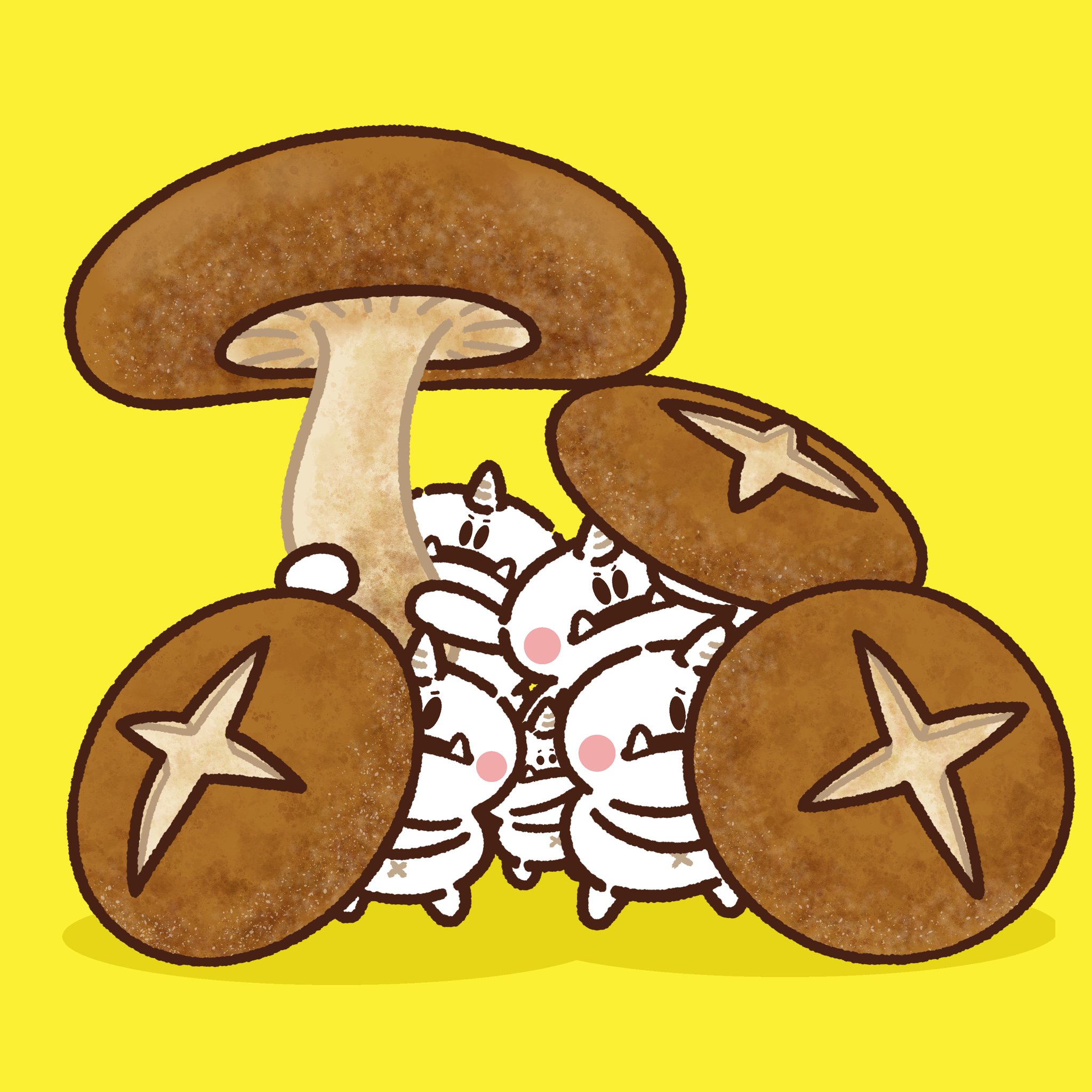 もちおに シールドシイタケ展開 ゆるいイラスト 食べ物イラスト イラスト好きな人と繋がりたい T Co Huui5d3cvb Twitter