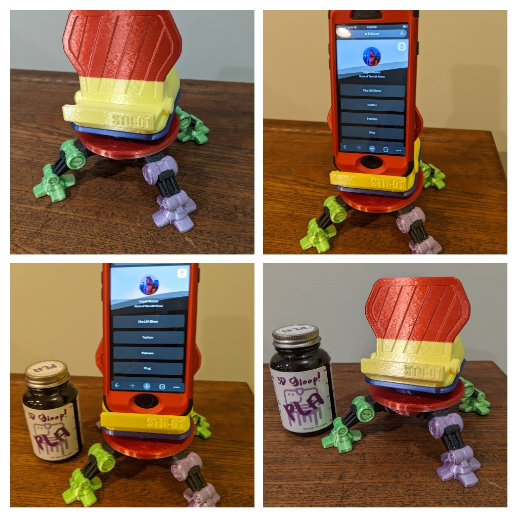 sliverbaer's tweet photo. Mecha phone/tablet stand
- (Alien3D) @Hello3dFilament Silk Yellow, Green, Wine Red, Lavender PLA
- @Enotepad_china Purple Silk PLA (pics looks blue)
- @HATCHBOX3D Sparkle Grey PLA
- @3DGloop for scale and adhesion
#3DPrinting
#LMShow #PrintChallenge
https://t.co/UF12SQOMjM https://t.co/A1B9ETJyH0