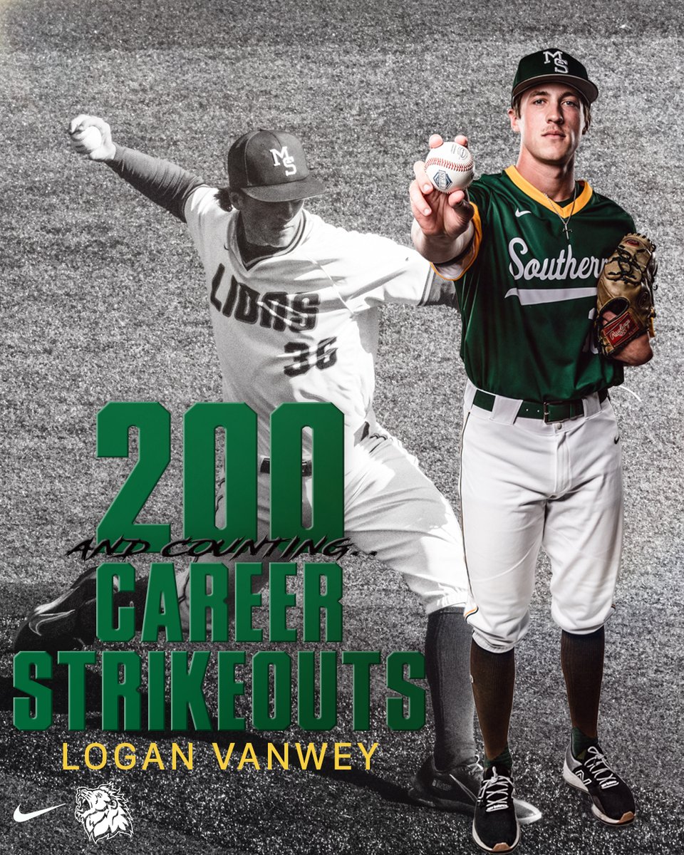 Congrats to Logan VanWey for going over 200 career strikeouts today to become the 8th Lion in program history to accomplish the feat! Logan is currently 7th in career strikeouts with 202 and his 103 strikeouts this season is 5th in a single-season. #LetsRoar