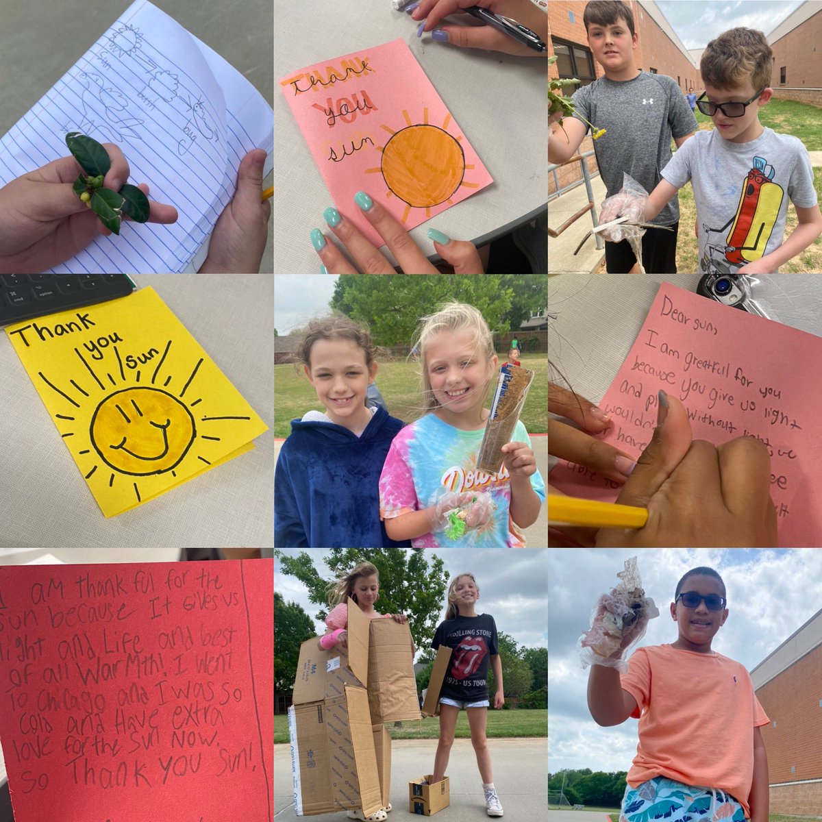 manshackscience's tweet photo. We had a busy day in Science today! We wrote thank you cards to the sun, created food chains and cleaned up trash around the school for Earth day 🌎🌱@BridlewoodES @LISDScience #todayatBES #EarthDay2022 https://t.co/i9F3njapPc