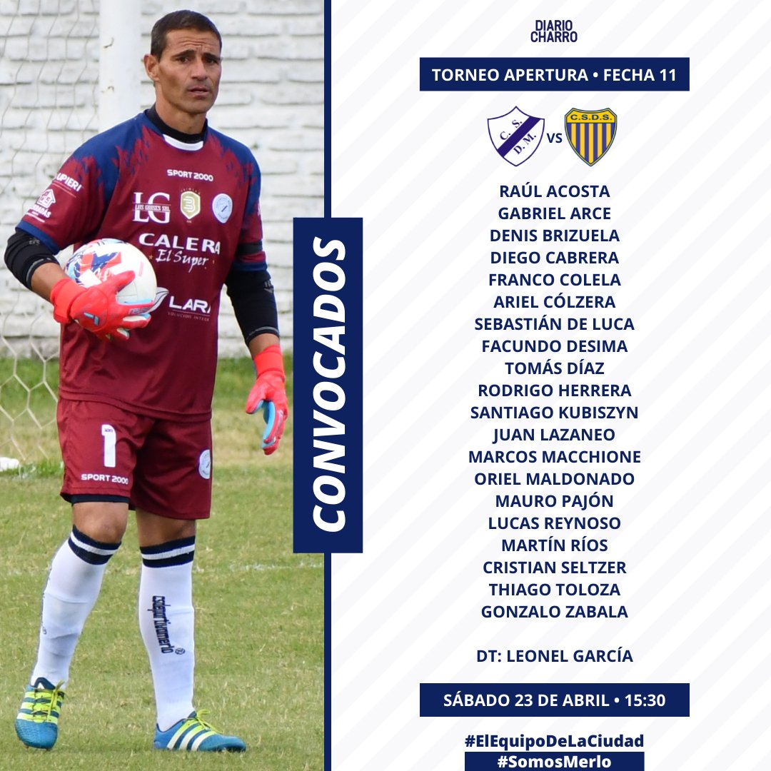 DiarioCharro's tweet photo. [#Fútbol] ⚽️📋Los 20 jugadores citados por Leonel García para enfrentar a Dock Sud.

#ElEquipoDeLaCiudad
#SomosMerlo⚪🔵⚪ https://t.co/PM41NljJMd