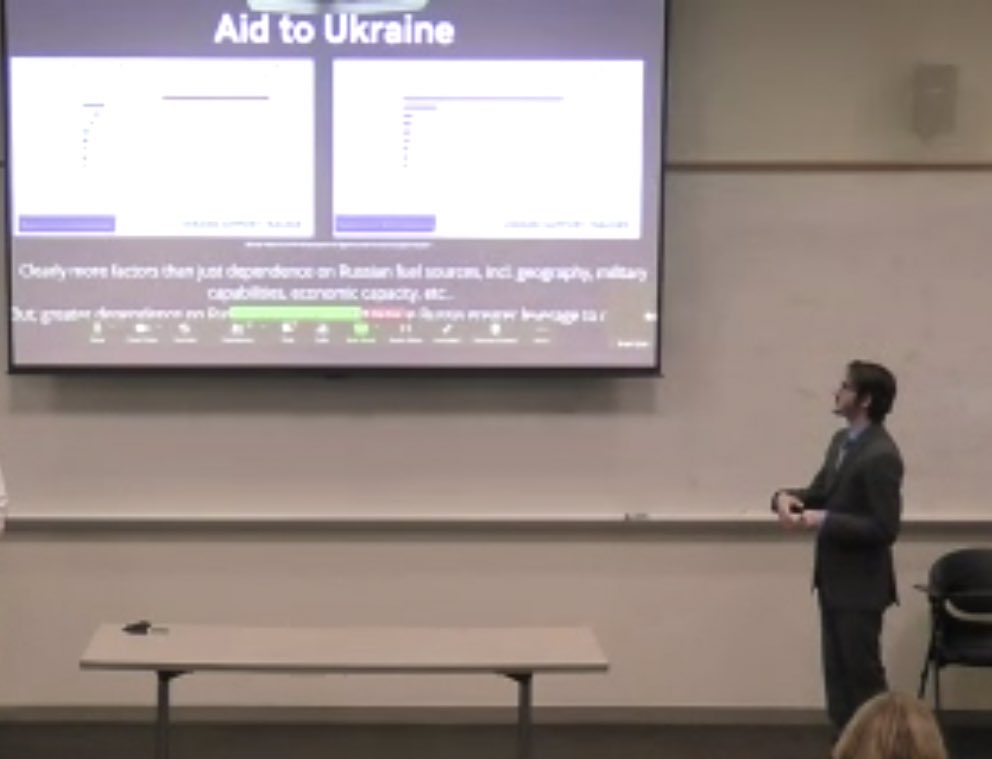 JohnMelBud's tweet photo. @mankfraley giving Capstone project presentation finishing his Masters in International Relations @ElliottSchoolGW - Russian Oil &amp; Gas topic https://t.co/PCIYP2PRgk