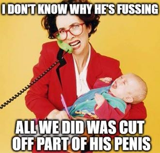 TheGuardianAn15's tweet image. Elephant in the room. facebook.com/maria.weaver.9…

Until #intactivists arrive, #BabyCutter's friends seem oblivious to any connection between #circumcision #trauma and the baby's incessant screaming.

See images and descriptions for more!
#BornPerfect #GenitalCutting #MedicalFraud