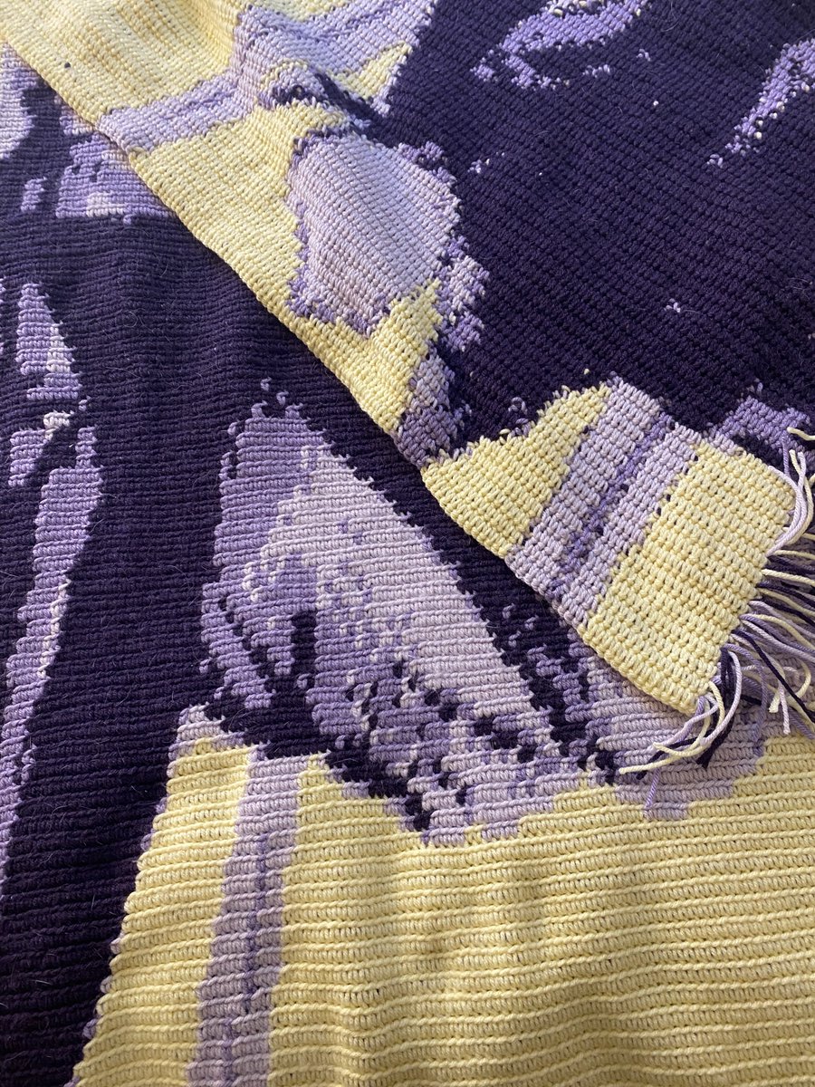 #FinishedProject Friday! Got it done, Japanese Irises Lap Blanket (42" x 60" ) with four colors. SC in back loop only with H8 hook. #ashme5280 #singlecrochet #iLoveThisYarn