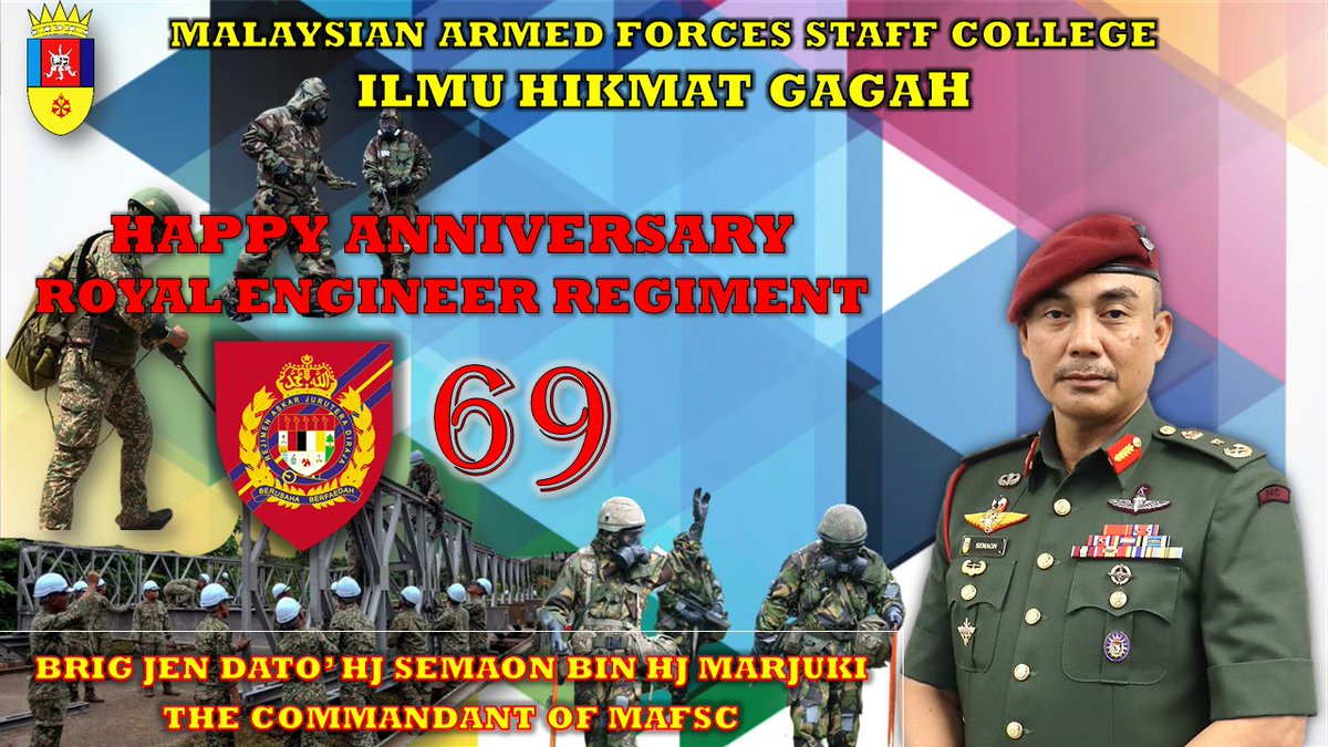 MAFSC_'s tweet photo. HAPPY ANNIVERSARY 69TH SAPPERS!
#berusahaberfaedah
#malaysianarmedforces
#puspahanas
#mindef
#army
#mafsc https://t.co/vZSjU02o0n