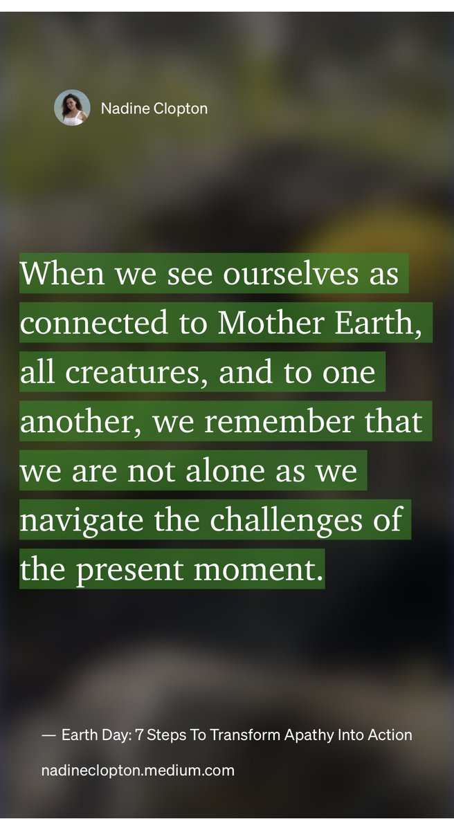 Happy Earth Day! 🌎🌱

I wrote this piece as a love letter to a humanity overwhelmed by the world around us. I hope there’s something in it for everyone. 💚

“#EarthDay : 7 Steps To Transform Apathy Into Action” by Nadine Clopton
link.medium.com/HeDS1aaprpb