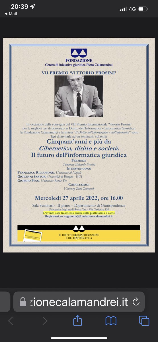 Cibernetica diritto e società, 1968. Il libro che ha creato l’informatica giuridica ⁦<a href="/UNISOBNapoli/">SuorOrsolaBenincasa</a>⁩ ⁦<a href="/unict_it/">Unict</a>⁩ ⁦<a href="/CNRsocial_/">CNR Consiglio Nazionale delle Ricerche</a>⁩ ⁦<a href="/ZoppiniAndrea/">Andrea Zoppini</a>⁩ ⁦<a href="/staziand/">Andrea Stazi</a>⁩ ⁦<a href="/AlbertoMGambino/">Alberto Gambino</a>⁩ ⁦<a href="/GPManzella/">Gian Paolo Manzella</a>⁩