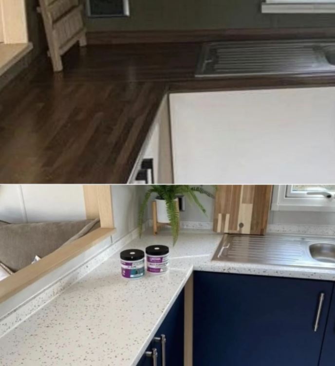Beyond Paint Before and After - Kitchen Cabinets 