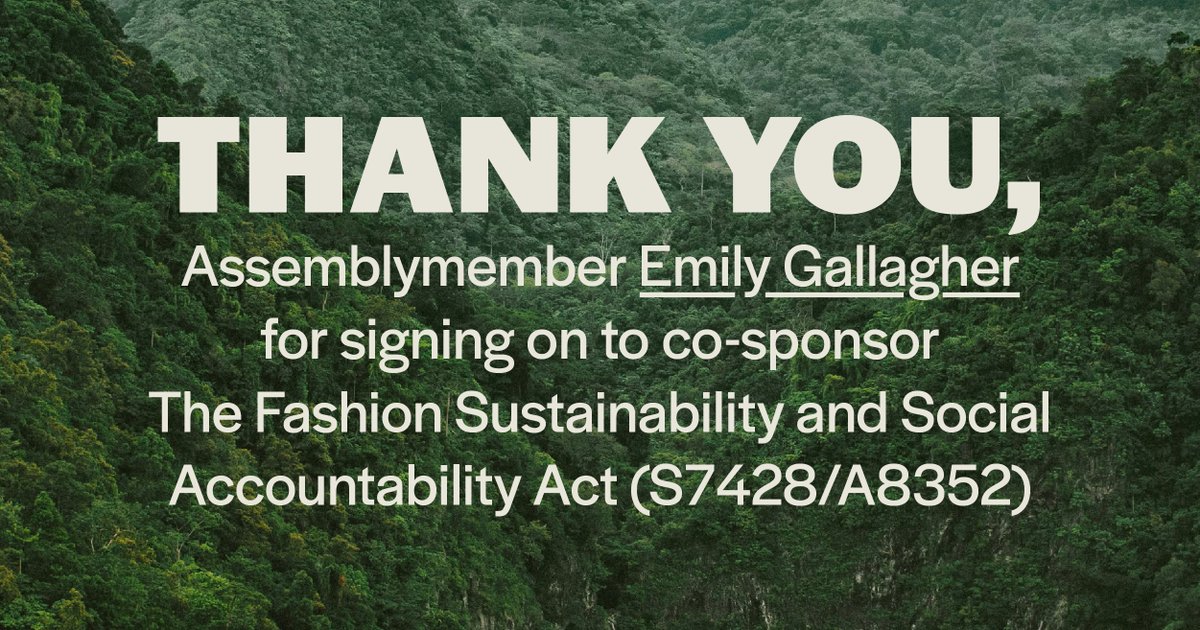 Thank you <a href="/EmilyAssembly/">Emily Gallagher</a> for co-sponsoring The Fashion Act (S7428/A8352), ending fashion's race to the bottom and ensuring industry cuts emissions to operate within the Paris Agreement. Happy Earth Day !🌎🗽❤️ <a href="/annakelles/">Anna R. Kelles</a> <a href="/Biaggi4NY/">Alessandra Biaggi</a>
