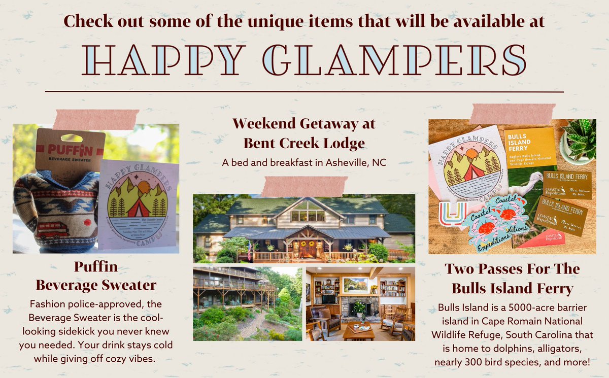 These are just a few of the must-have items and experiences that you can score at Happy Glampers on Tuesday, May 17th! 🎟 bit.ly/HappyGlampersT…