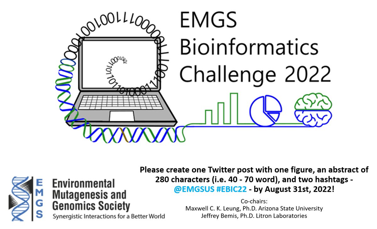 Environmental Mutagenesis and Genomics Society (@emgsus) on Twitter photo Dear #Toxicology friends! EMGS is hosting our 2022 #Bioinformatics Challenge. Please create one Twitter post with one figure, an abstract of 280 characters (i.e. 40 - 70 word), and two hashtags - <a href="/EMGSUS/">Environmental Mutagenesis and Genomics Society</a> #EBIC22 - by August 31st, 2022! emgs-us.org/blog/emgs-bioi… Dear #Toxicology friends! EMGS is hosting our 2022 #Bioinformatics Challenge. Please create one Twitter post with one figure, an abstract of 280 characters (i.e. 40 - 70 word), and two hashtags - <a href="/EMGSUS/">Environmental Mutagenesis and Genomics Society</a> #EBIC22 - by August 31st, 2022! emgs-us.org/blog/emgs-bioi…