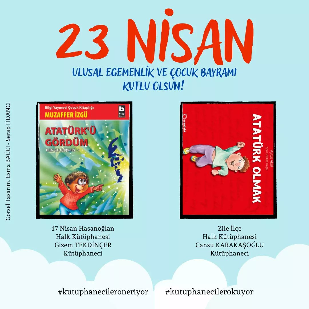 📍Kütüphaneciler bu hafta Atatürk Sevgisi ve 23 Nisan Temalı Çocuk Kitapları okuyor ve öneriyor.
Keyifli okumalar dileriz. 

#kutuphanecilerokuyor 📚
#kutuphanecileroneriyor