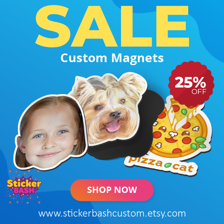 StickerBashCo's tweet image. Custom magnets for 25% OFF❗️❗️ Order yours now at stickerbashcustom.etsy.com 👈👈
.
.
.
#photomagnets #fridgemagnets #lockermagnets #carmagnet #kitchenmagnet #officemagnet #magnetdecor #magnetset #petmagnet #bumpermagnet #magnetgift #personalizedgiftideas #magnetsigns