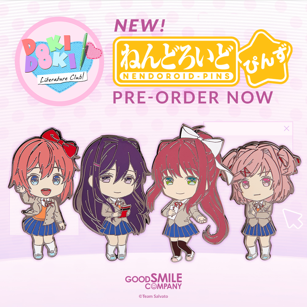 Team Salvato on X: Sayori, Yuri, Natsuki, and Monika are now available as  Nendoroid Pins via @GoodSmile_US! / X