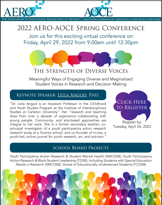 The 2022 AERO-AOCE Spring Conference (The Strength of Diverse Voices) goes live in one week. Register by Tues., April 26 at shorturl.at/iCW68
