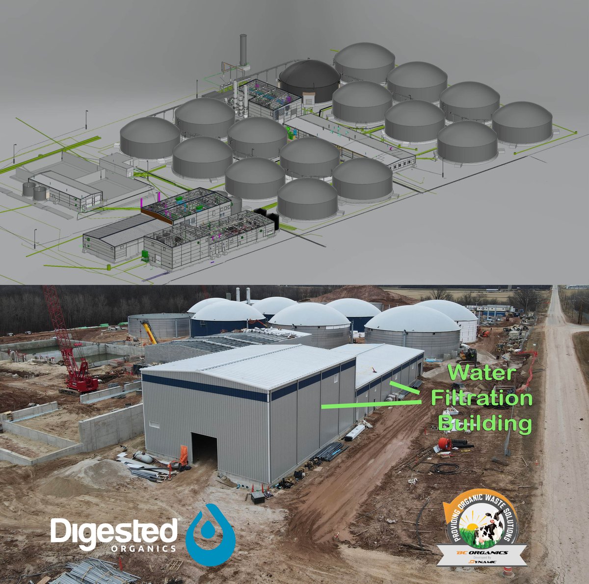 Always fun to see big plans become reality. 1 Million gallons per day of dairy digestate making RNG and 400,000 gallons of clean water. Next couple of months are going to be very exciting! #water #wastewater #rng #manure #waterfiltration