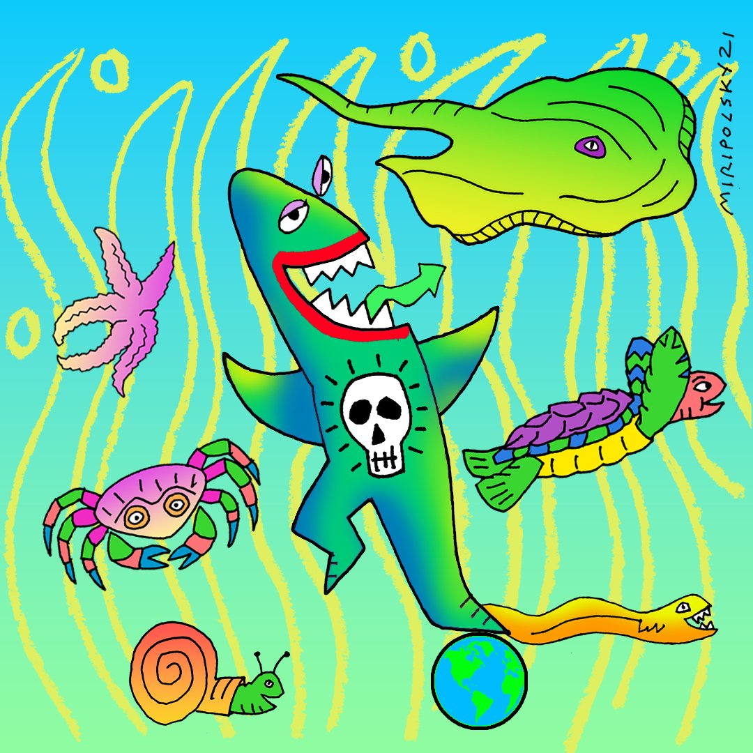 SharkTalesArt's tweet photo. Happy #EarthDay2022!! 

Meet #bluecarbon #shark the #seagrass #protector Seagrass is a natural #carbon recapture mechanism, protecting coastal ecosystems protects the planet

#climatechange #sustainability #impact #nft #nftart  #sharktales #sharktalesart

https://t.co/0PDAGc9OX7 https://t.co/2sS2XNUiYT