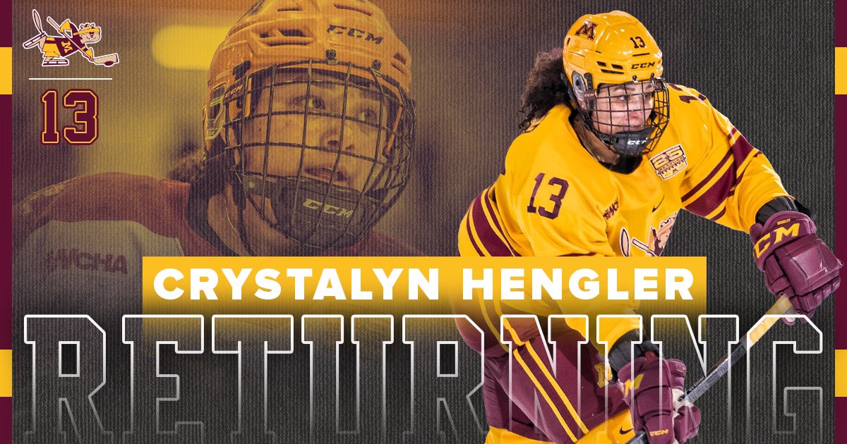 C is BACK!

Another member of the #Gophers’ blue line is returning for the 2022-23 season!

<a href="/crystalynhockey/">Crystalyn Hengler</a> is ready for one last ride in Maroon &amp; Gold!

#GWH | #25Seasons