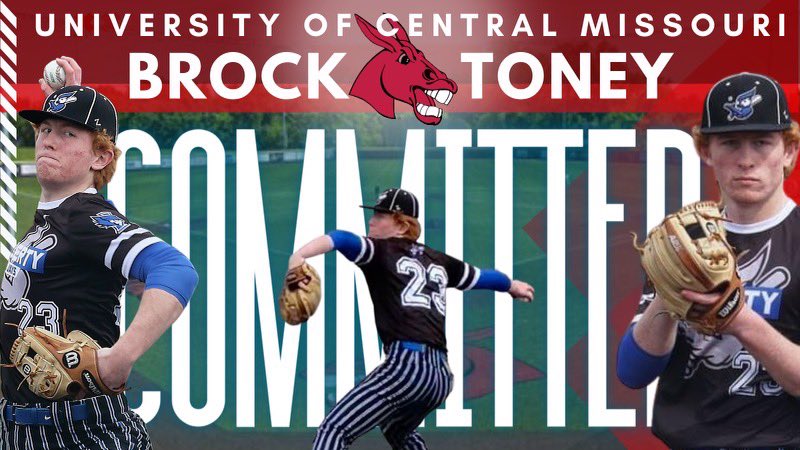 Brock Toney (@brocktoney6) on Twitter photo I am excited to announce that I have committed to the University of Central Missouri to continue my academic and athletic career!! I would like to thank God, my family, coaches, teammates and friends for supporting me along the way. <a href="/Mules_Baseball/">Roll Stable</a> <a href="/Jays_Baseball/">LHS_Baseball</a> <a href="/KCSCworks/">Kansas City Strength & Conditioning</a> I am excited to announce that I have committed to the University of Central Missouri to continue my academic and athletic career!! I would like to thank God, my family, coaches, teammates and friends for supporting me along the way. <a href="/Mules_Baseball/">Roll Stable</a> <a href="/Jays_Baseball/">LHS_Baseball</a> <a href="/KCSCworks/">Kansas City Strength & Conditioning</a>