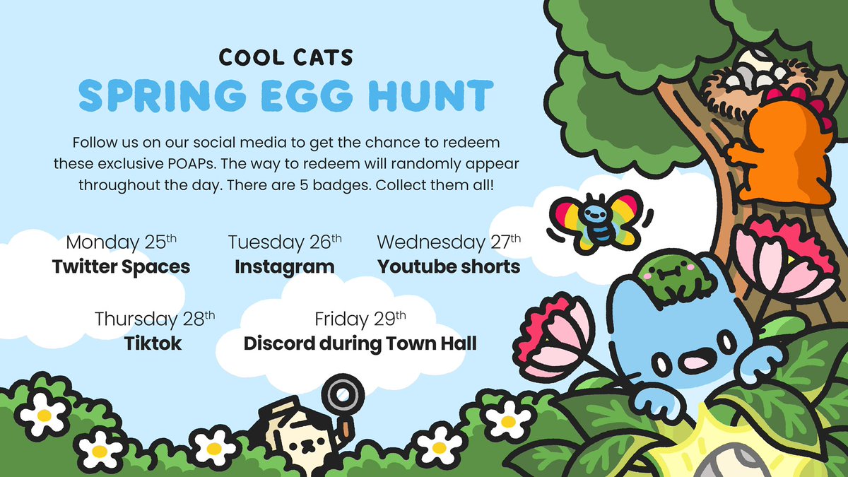 Join us on our EGGCITING Spring Egg Hunt. Schedule of events below so you know where to be. Turn your notifications on!