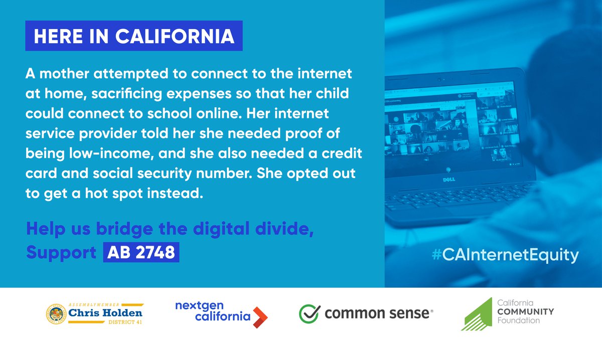 Healing4Justice's tweet photo. CA families deserve equal access to fast, affordable & reliable internet. #caleg support #AB2748 to advance broadband equity! #CAinternetequity #DEVFA
@QuirkSilva65th, @JimPatterson559, @ChrisHoldenNews, @AsmTbh, @AsmMiaBonta, @AsmCervantes, @AsmLaurieDavies, @AsmEGarciaAD56 https://t.co/MkfSHdUgl2