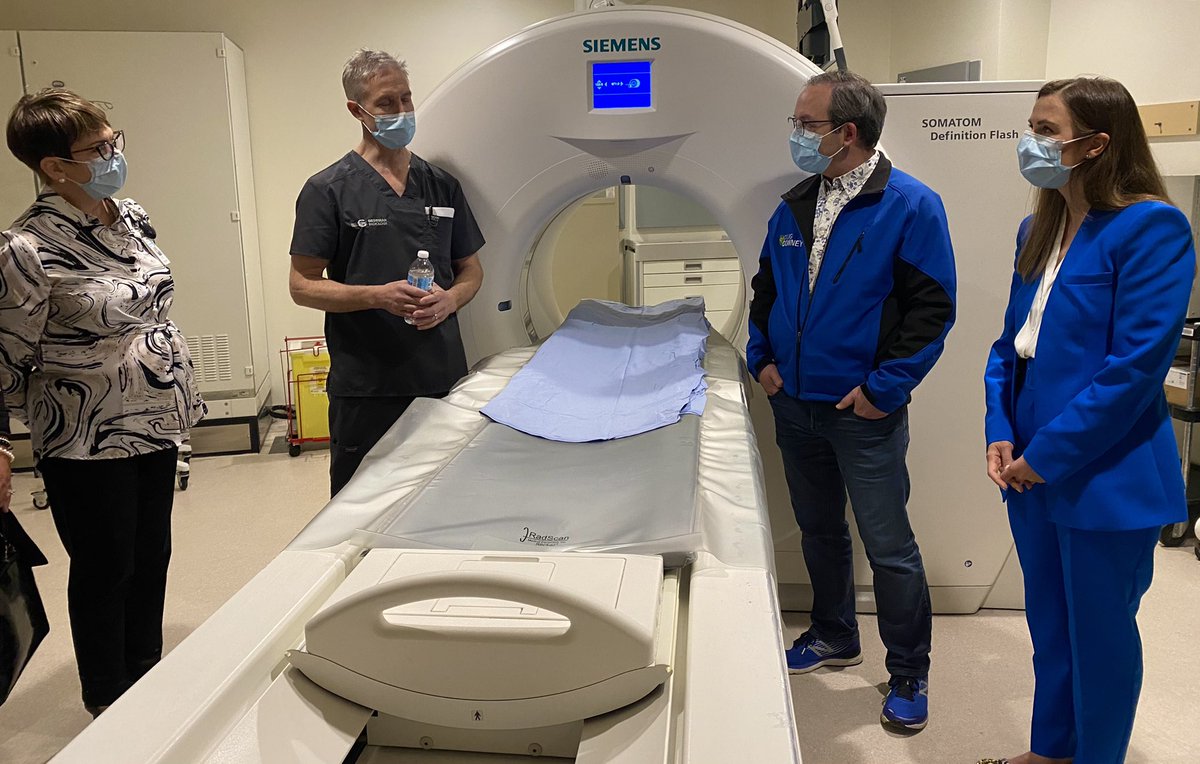 Thanks <a href="/douglasdowney/">Doug Downey</a> &amp; @AndreaKhanjinPC for bringing news of an almost $4 million investment to @TeamRVH for a PET-CT. This advanced technology will mean more accurate, quicker diagnosis for cancer patients from Simcoe Muskoka.