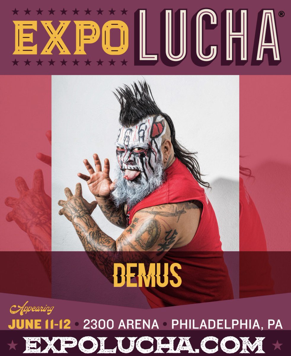 Excited to announce two more names for Expo Lucha at the @2300Arena June 11-12 in Philadelphia! Returning to Expo, @DemonioDemus and making her Expo debut @reina_dorada! Both will be at the convention & wrestling both days. ExpoLucha.com