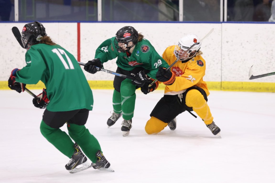 MinnHockeyHP's tweet photo. Final G17:

Section 1 (Yellow) 2 sog 20
Section 6 (Green) 1 sog 33

S1 comes out of break firing &amp; Gehrke (Farm) scores for a 1-0 lead in the 1st minute of play. Fleming (SSM) adds the gwg 10 minutes later. Hansen (Wayz) scores with 6 minutes left but the tying goal was elusive https://t.co/dxcMAeCJxw