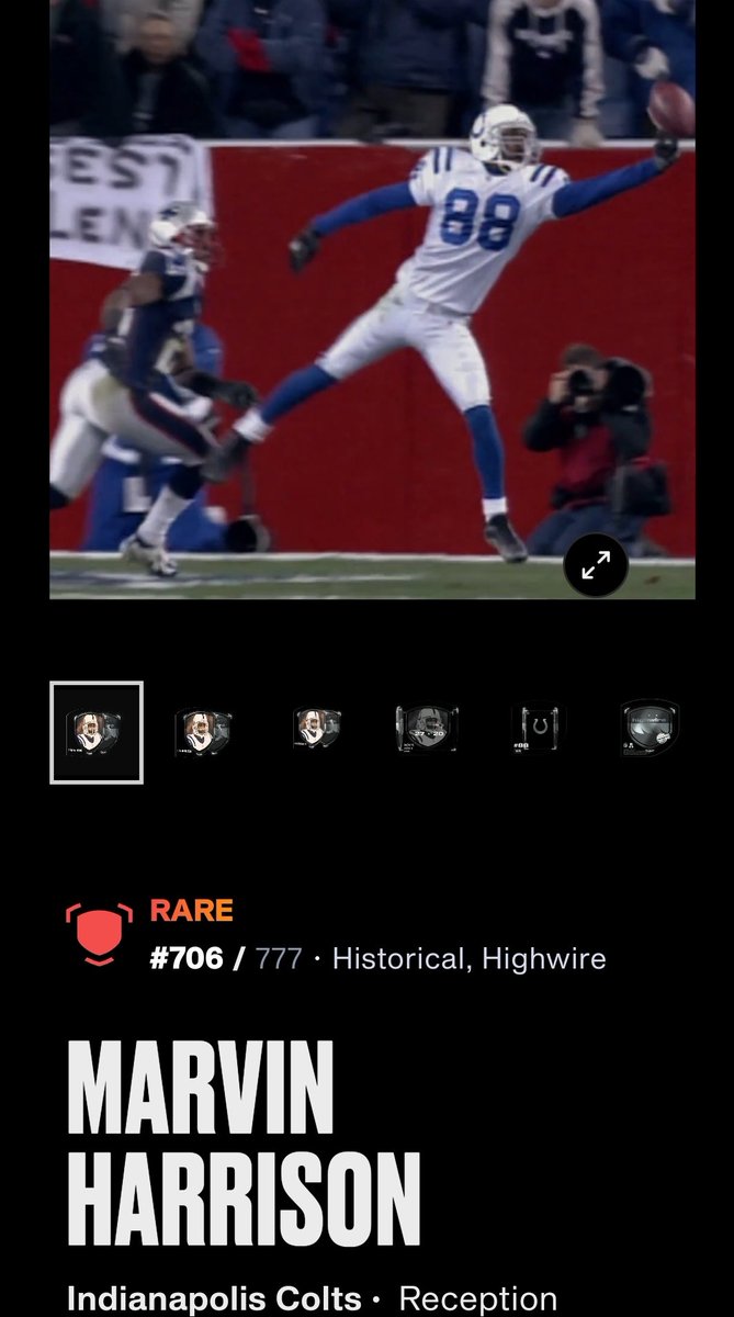 NFTroadmaps's tweet photo. Nice! I received a rare Marvin Harrison in my pack from today's @NFLALLDAY drop! #NFTdrops #NFT https://t.co/vh4UvTuW9D