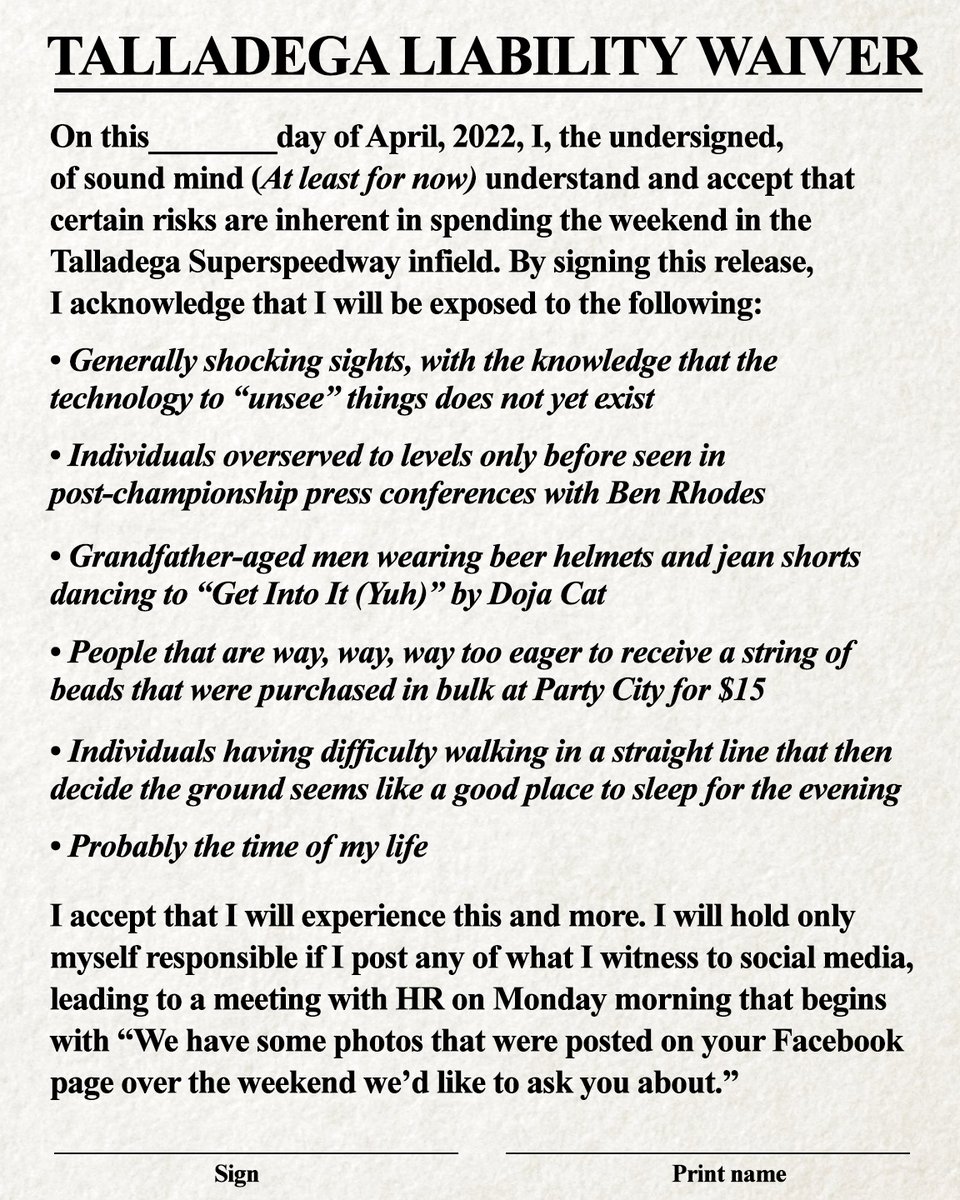 From the desk of <a href="/nascarcasm/">nascarcasm</a>:

Like and/or retweet to sign ✍️