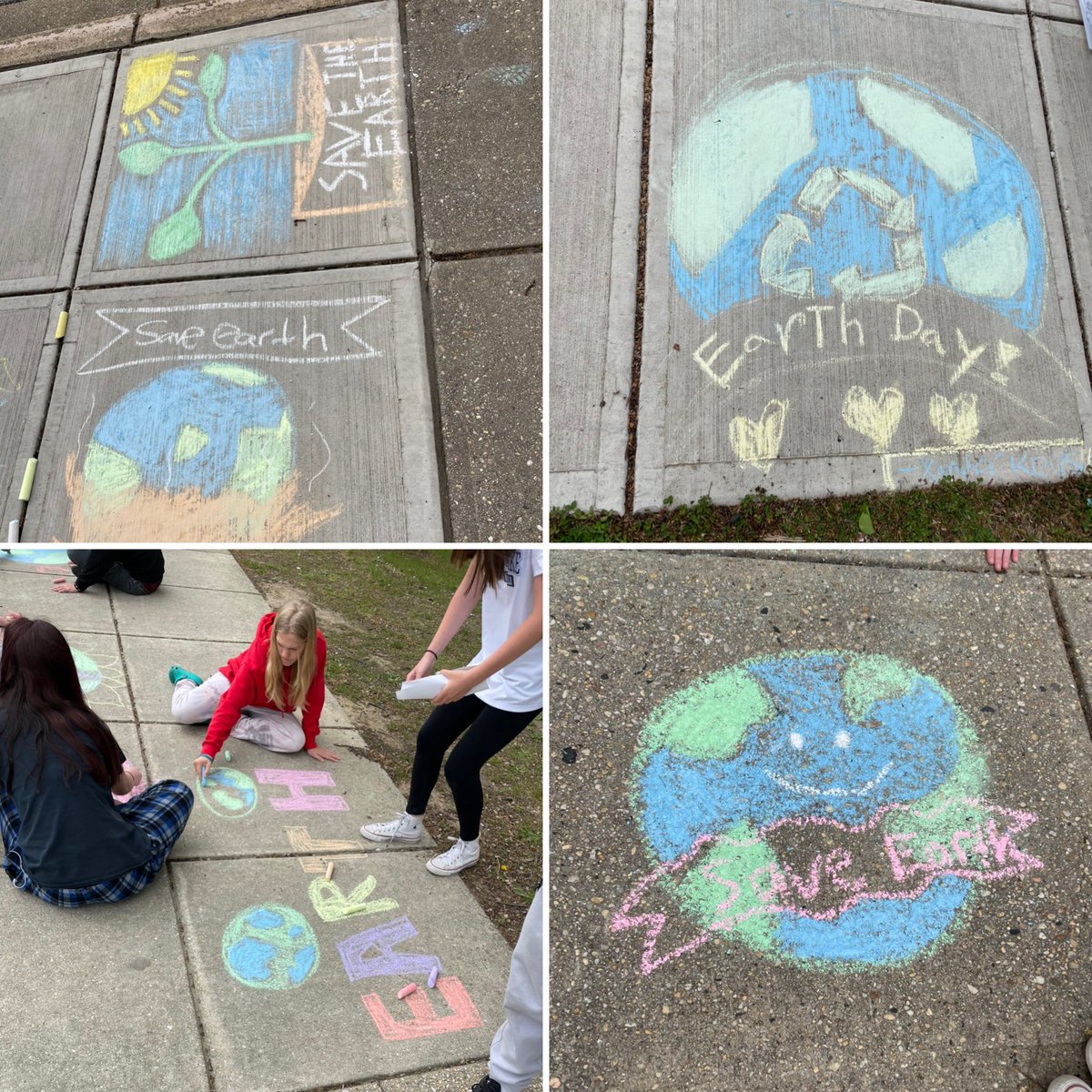 Happy Earth Day! Mrs. Milburn’s Environmental Classes celebrated today and yesterday by creating awareness with sidewalk chalk! 🤗🌎💓 <a href="/IMChesapeakeHS/">Chesapeake High School</a>