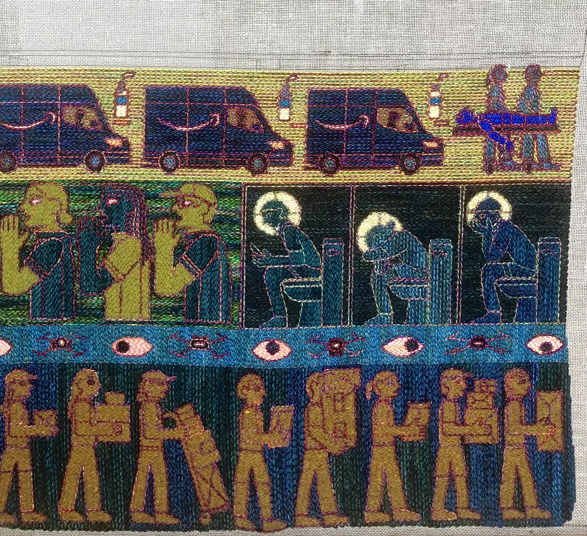 thetolerantweft's tweet image. Working on a rug about power for all Amazon workers!!!