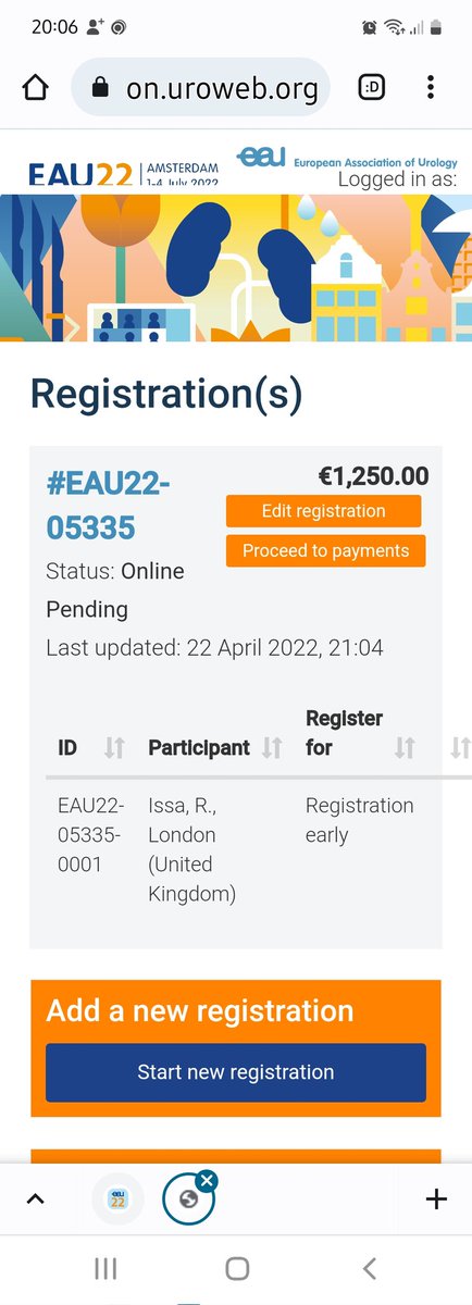 Rami Issa (@issarami) on Twitter photo #EAU22 early registration fee for a full member not including any courses or conference dinner is €1250, <a href="/Uroweb/">European Association of Urology (EAU)</a> you must be jocking🙄 #EAU22 early registration fee for a full member not including any courses or conference dinner is €1250, <a href="/Uroweb/">European Association of Urology (EAU)</a> you must be jocking🙄