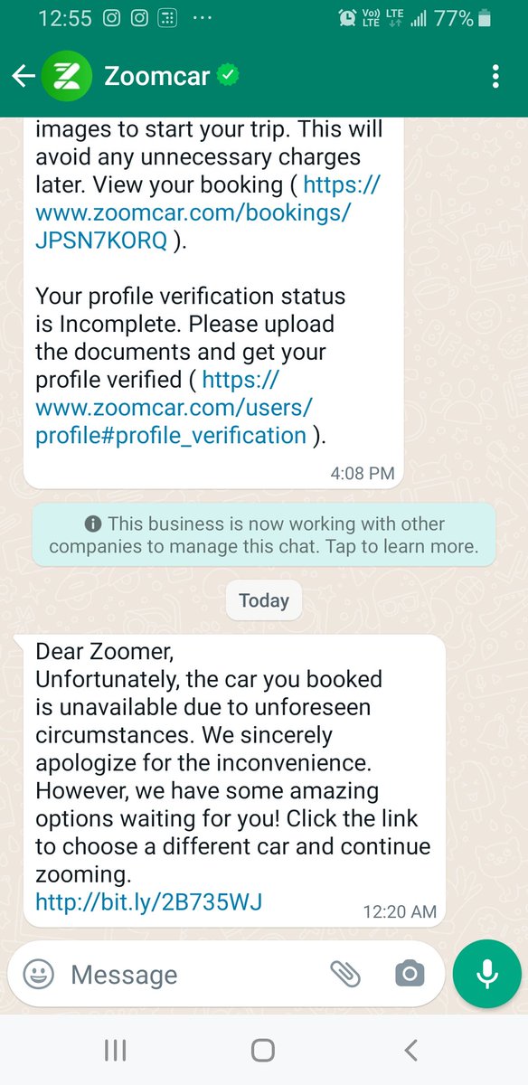 Dhruish's tweet photo. @DhruvinVakharia @ZoomCarIndia Wow!! I am not sure how the zoom car is still working, i trusted @ZoomCarIndia again and booked a car for 8am today and that has been cancelled at midnight!! And now they dnt have any other alternative car.. https://t.co/bta3ODJnxR
