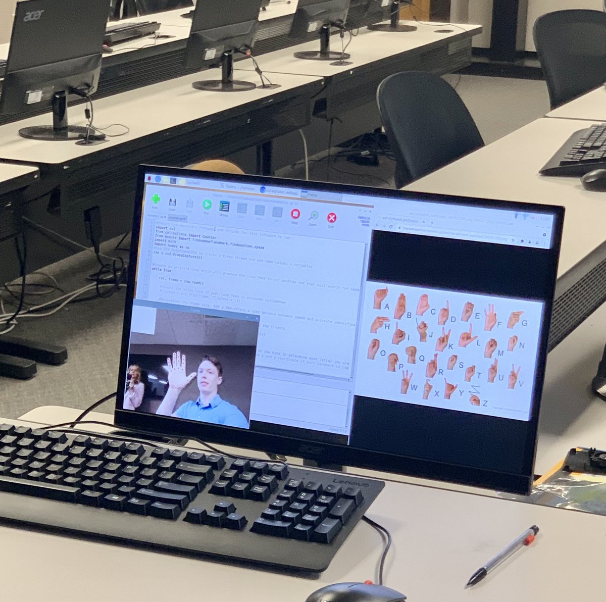 MercerEmmie's tweet photo. We had the coolest @Raspberry_Pi @canakit projects this semester! Speech-to-text, sign language translator, WiFi extender, tripwires, environmental sensors, motion detector w/photo capture and a magic mirror. So proud of my #pythonprogramming students’ hard work! https://t.co/Xt4gXUifUY