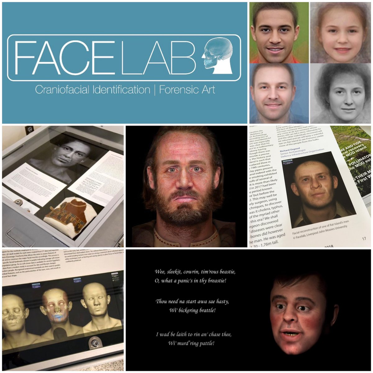 FaceLabLJMU's tweet photo. We have 5 projects that you can vote for, including Faces of Merseyside, the Living Portrait of Robert Burns, facial depictions of 2 Johns Hopkins' mummies, a facial depiction of a man from the Tarbat Medieval Burials, &amp; a facial depiction of a PoW as part of Exercise MAGWITCH! https://t.co/QNMoNK4Qh2