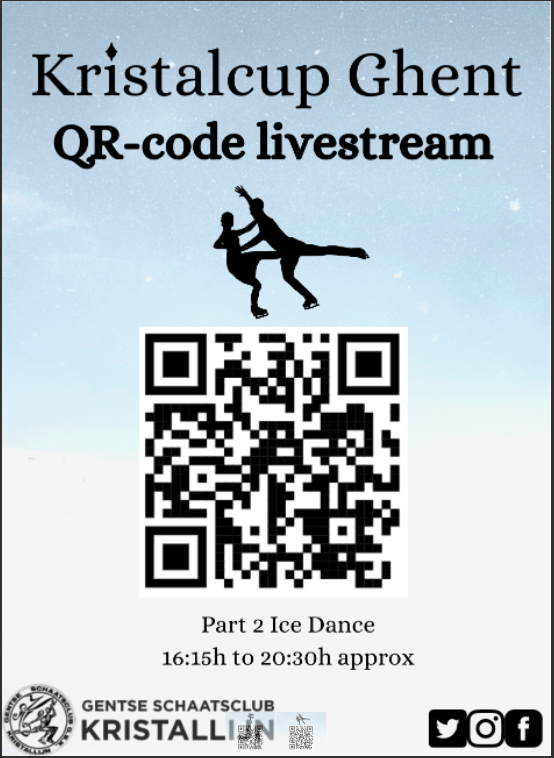 kristalcup's tweet photo. QR-code for the Livestream of the Ice Dance competition. #Gent #GSK #Kristallijn https://t.co/TiTJpkCrXo