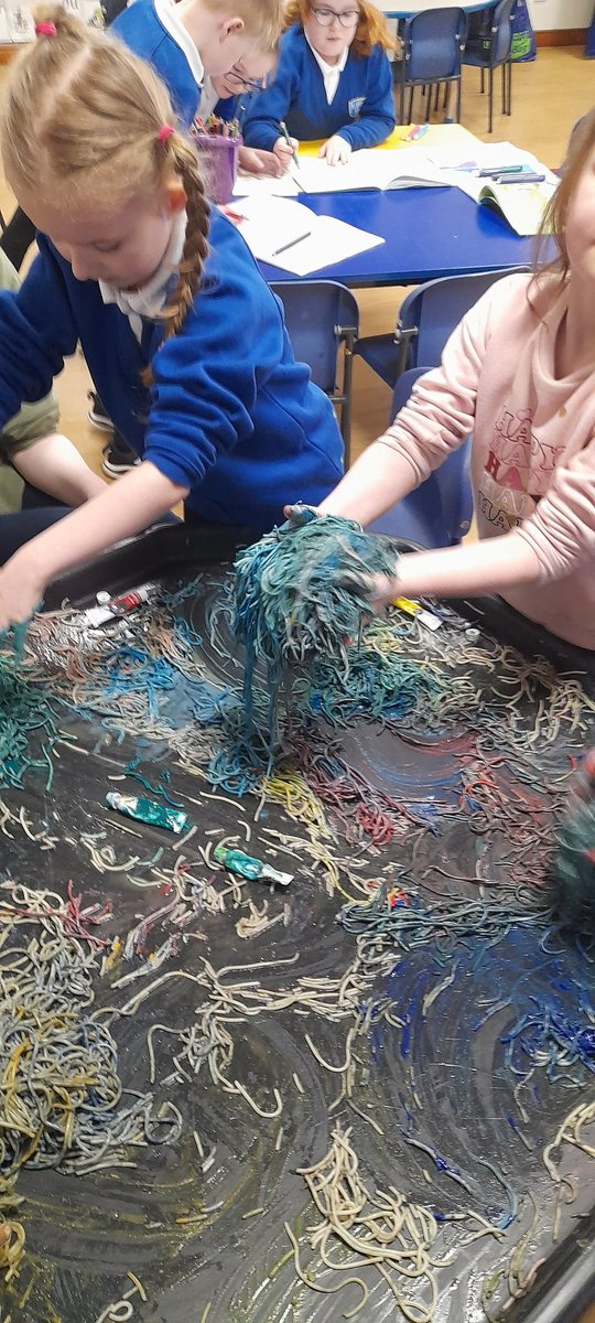 P2W_VPS's tweet photo. Primary 2 have been enjoying reading The Twits this week, they were recreating the wormy spaghetti as part of their messy/discovery play 😊 https://t.co/GZOCSAvIqp